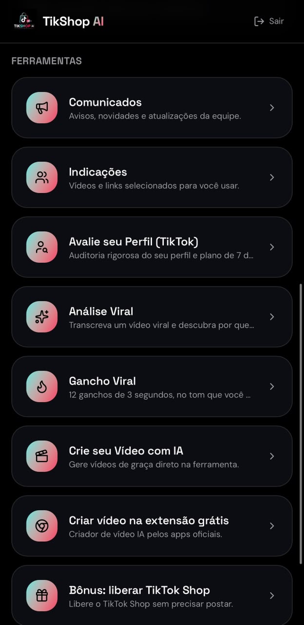 Aplicativo TikShop AI
